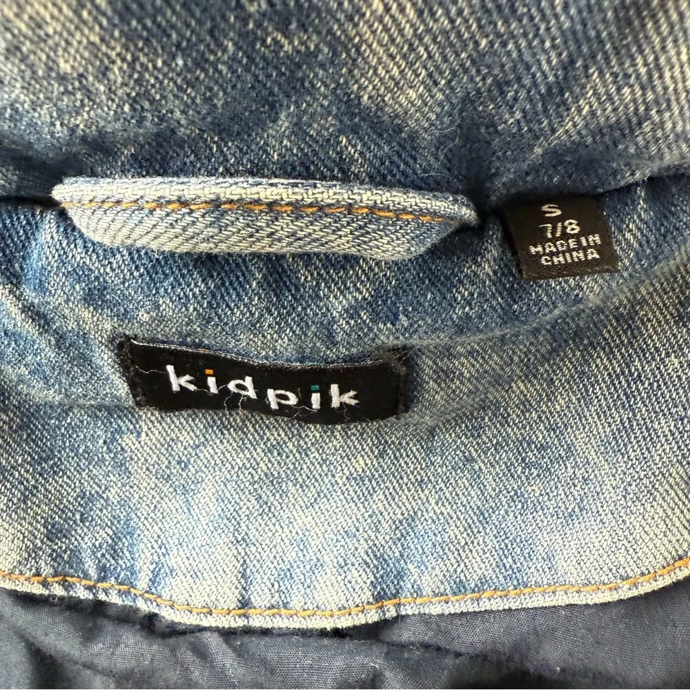 Kidpik Girls Blue Denim Puffer Jacket Zip-Up Size 7-8 - Picture 2 of 5